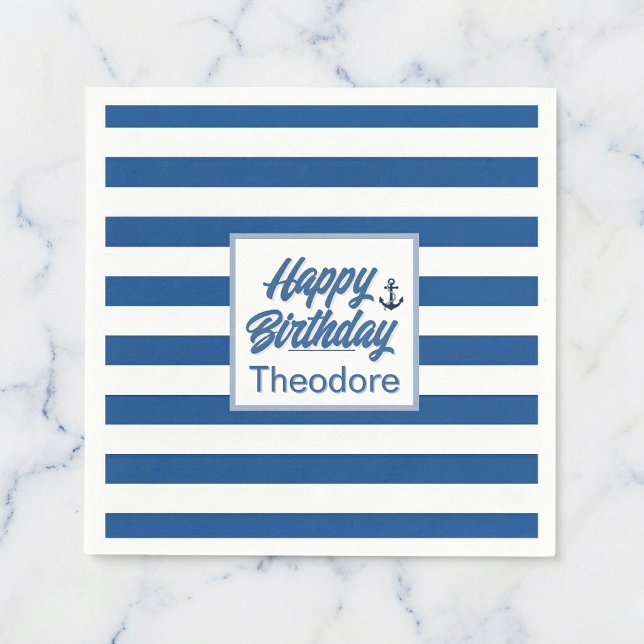 Cabana Streifen Anker Geburtstag Serviette (Your cake deserves better napkins)