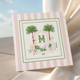 Cabana Streifen Palm Beach Monogramm Wappen Gehege Mitteilungskarte