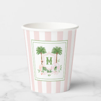 Cabana Streifen Palm Beach Monogramm Wappen Gehege Pappbecher