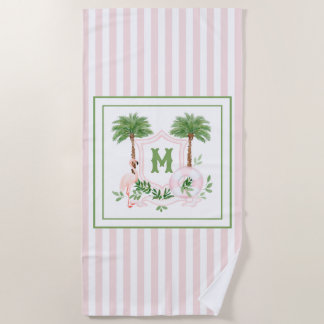 Cabana Streifen Palm Beach Monogramm Wappen Strandtuch