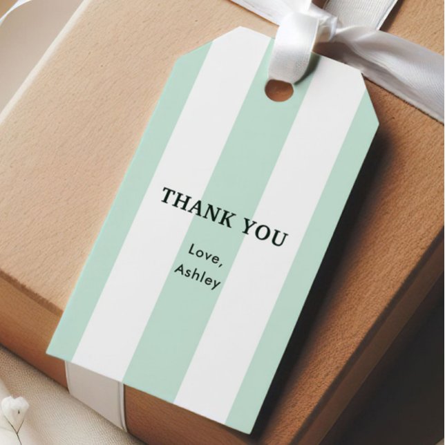 Cabana Strip Sea Green Brautparty Geschenkanhänger (Von Creator hochgeladen)