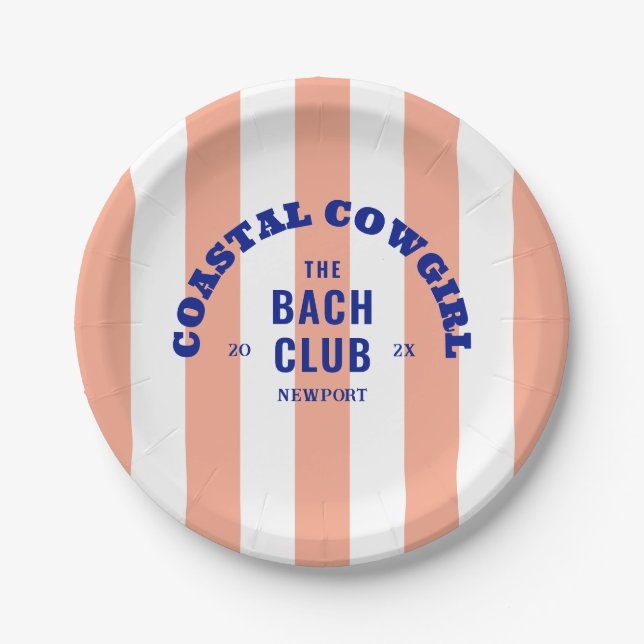 Cabana Stripe Cowgirl The Bach Club Pink Pappteller (Vorderseite)