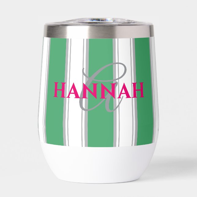 Cabana Stripe Monogram in Green (Vorderseite)