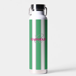 Cabana Stripe Monogram in Green Trinkflasche