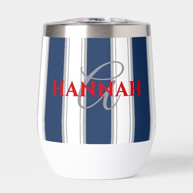 Cabana Stripe Monogram in Navy Blue (Vorderseite)