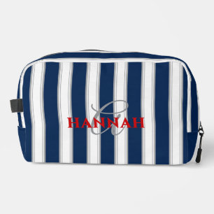Cabana Stripe Monogram in Navy Blue Waschbeutel