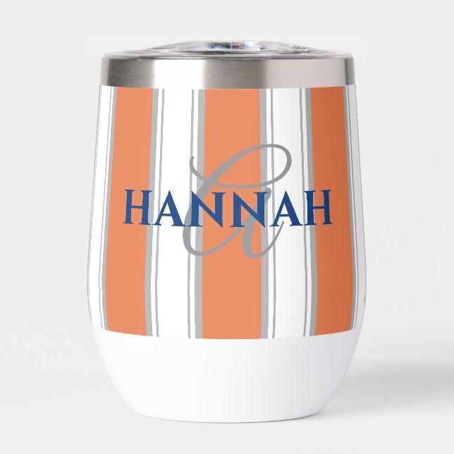 Cabana Stripe Monogram in Orange (Vorderseite)