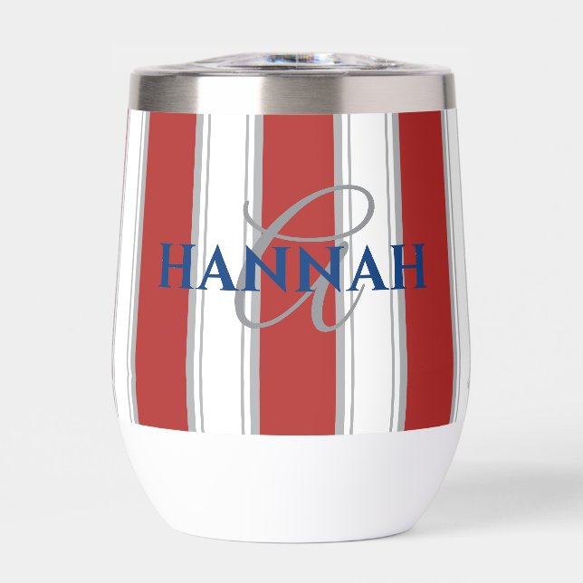 Cabana Stripe Monogram in Rot (Vorderseite)