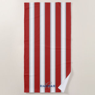 Cabana Stripe Monogram in Rot Strandtuch
