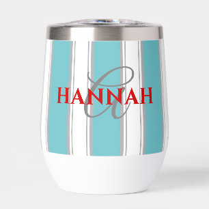Cabana Stripe Monogram in Türkis