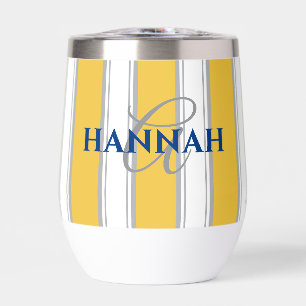 Cabana Stripe Monogramm in Gelb