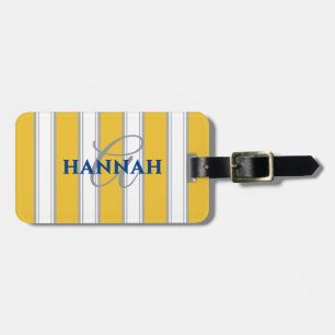 Cabana Stripe Monogramm in Gelb Gepäckanhänger