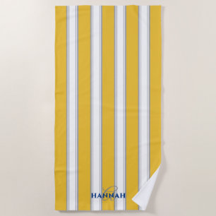 Cabana Stripe Monogramm in Gelb Strandtuch