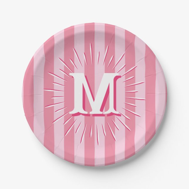 Cabana Stripes in Pink Personalized Pappteller (Vorderseite)
