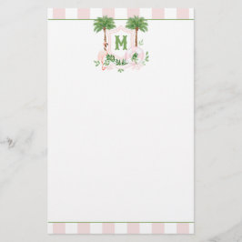 Cabana Stripes Palm Beach Monogram Crest Briefpapier