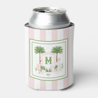 Cabana Stripes Palm Beach Monogram Crest Dosenkühler