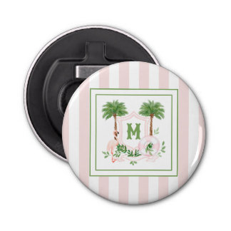 Cabana Stripes Palm Beach Monogram Crest Flaschenöffner