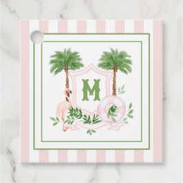Cabana Stripes Palm Beach Monogram Crest Geschenkanhänger
