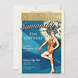 Cabaret Paris Parisian Glam Birthday Einladung