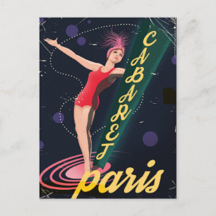 Cabaret Paris Vintage-Reiseposter Postkarte