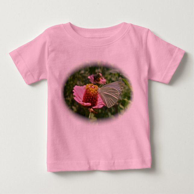 Cabbage Butterfly auf Zinnia Baby T - Shirt (Vorderseite)