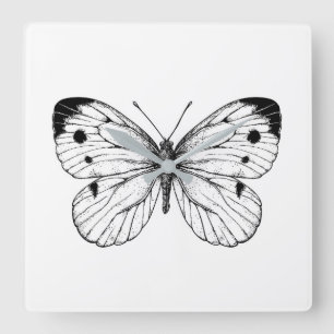 Cabbage butterfly quadratische wanduhr