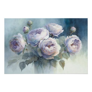 Cabbage-Rose in Vase-Dekoupage Poster