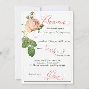 Cabbage Rose Script Christlich Hochzeitseinladung Einladung