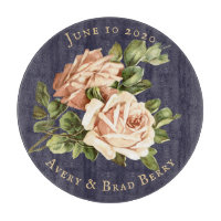 Cabbage Rose Shabby Chic Navy Blue