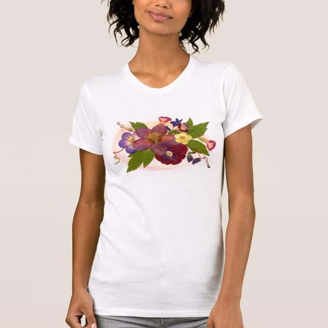 Cabernet drückte Blumen-Behälter T-Shirt (Vorderseite)