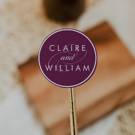 Cabernet Plum Personalisiert Wedding Runder Aufkleber