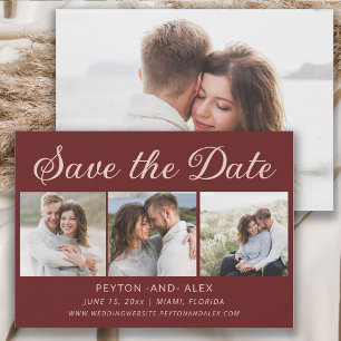 Cabernet Red 4-Foto 2-seitig Hochzeitstag Rett Save The Date