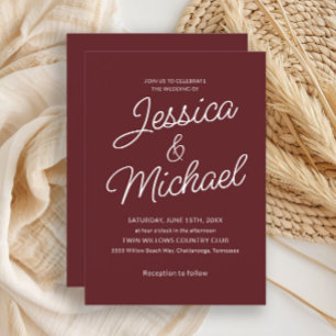 Cabernet Red Script Moderne stilvolle Einladung