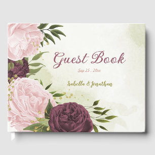 Cabernet Rosa Blume Grün Gästebuch