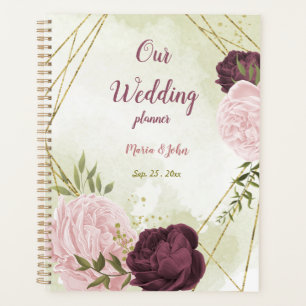 Cabernet & rosa Blume Grüne Hochzeit Planer