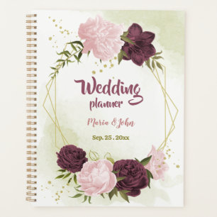 Cabernet & rosa Blumen Grüne Hochzeit Planer