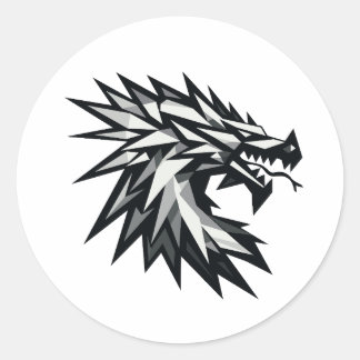 Cabeza de dragón poligonal runder aufkleber