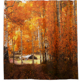 Cabin Aspen Autumn Utah Zion Duschvorhang