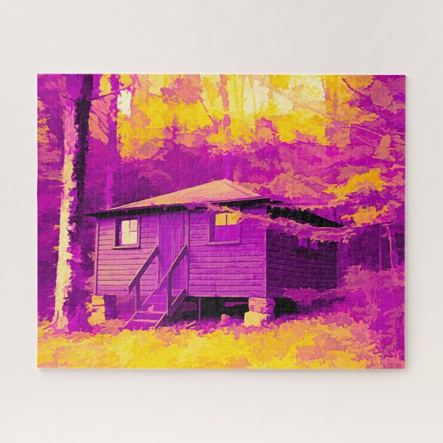 Cabin at Allegany Staat Park NY Abstrakt Puzzle (Horizontal)