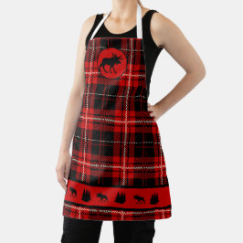 Cabin Black Moose Red Kariert Schürze