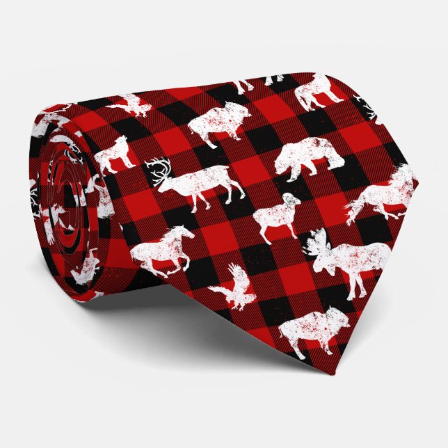 Cabin Buffalo Kariert Lumberjack Karo Pattern Red Krawatte (Gerollt)