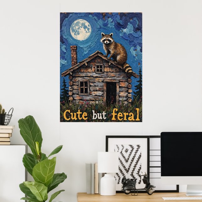 Cabin Dweller: Ein Raccoon's Night Perch Poster (Heimbüro)