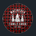 Cabin Familienname Red Buffalo Kariert Dartscheibe<br><div class="desc">Erstellen Sie ein personalisiertes Dartboard mit rustikalem roten und schwarzen Büffel-Karo kariert und ein Bild von Waldkiefern im Wald mit Ihrem eigenen Text in Weiß (mit NAME FAMILY CABIN und Jahr festgelegt Datum gezeigt). Alle Texte können bearbeitet werden. Ideal für Familien-Hütten, Berghütten, Seehäuser oder Ferienhäuser. HILFE: Für Hilfe bei der...</div>