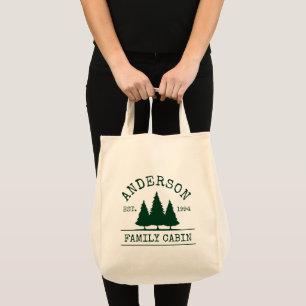 Cabin Family Name Forest Green Grocery Tragetasche