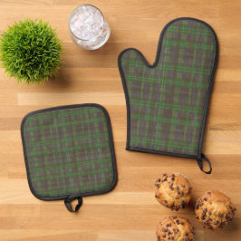 Cabin Forest Grün Tartan Ofenhandschuh & Topflappen-Set