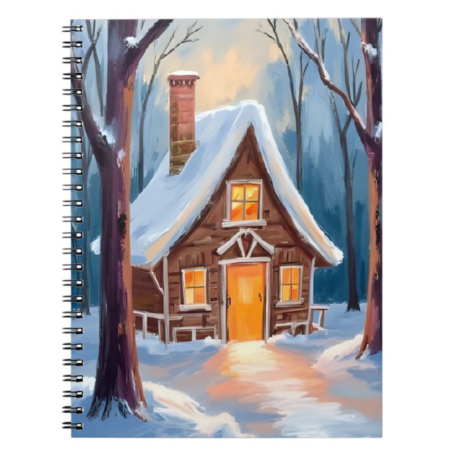 Cabin in the Snowy Winter Woods Christmas Notizblock (Vorderseite)