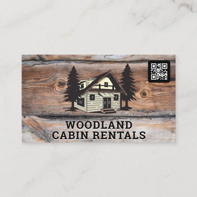 Cabin Real Anwesen | QR Code Business Card Visitenkarte (Vorderseite)