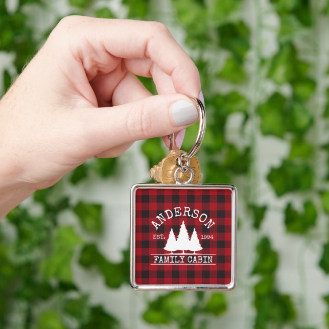 Cabin Red Buffalo Kariert Familiennplatz Schlüsselanhänger (Hand)