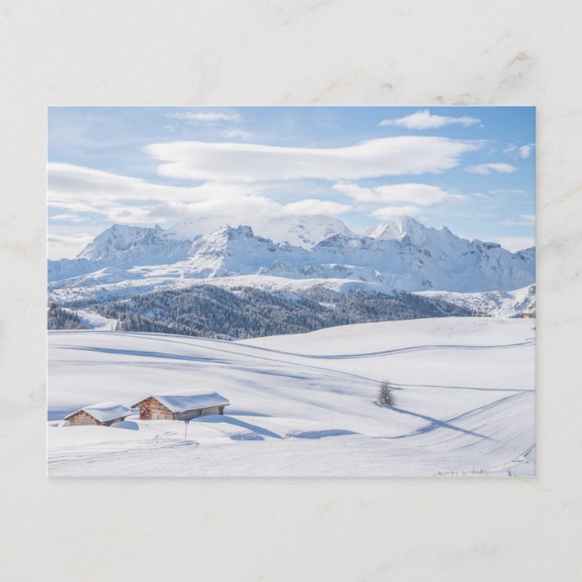 Cabin Retreat Snowscape | Dolomiten Postkarte (Vorderseite)