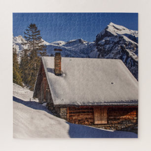 CABIN SNOW DECKT JIGSAW PUZZLE